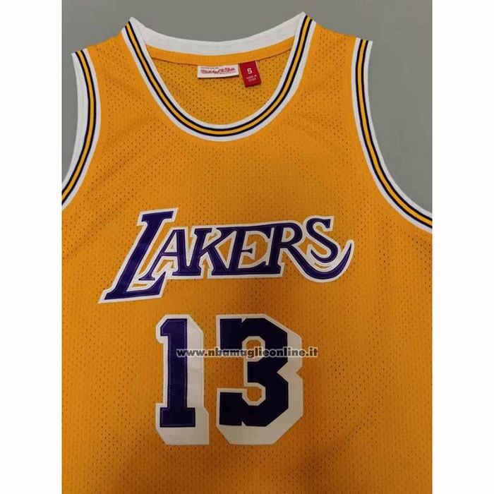 Maglia Los Angeles Lakers Wilt Chamberlain #13 Mitchell & Ness 1971-72 Giallo